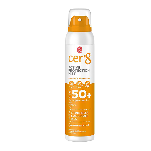 Vican Cer' 8 Active Protection Mist SPF50+ Αντηλιακό με Citronella & Andiroba, 125ml
