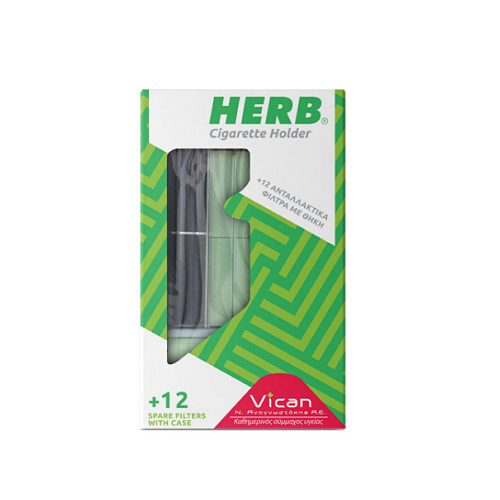 Vican Πίπα με σίτα Herb Cigarette Holder Gold + 12 Φίλτρα + Θήκη Χρυσό