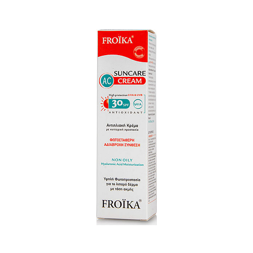 Froika AC Cream Oil Free Pump Αντηλιακή Κρέμα Προσώπου SPF30 40ml