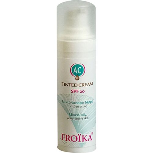 Froika AC Tinted 24ωρη Ρυθμιστική Κρέμα Προσώπου Ημέρας με Χρώμα και SPF20 κατά των Ατελειών & της Ερυθρότητας με Υαλουρονικό Οξύ 30ml