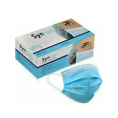 Syndesmos SynMask 3ply Χειρουργικές Μάσκες μιας Χρήσης Type IIR BFE ≥ 98% Μάσκα Προστασίας Μιας Χρήσης Χειρουργική Τύπου IIR Γαλάζια 50τμχ