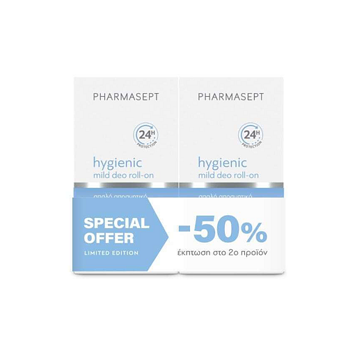 Pharmasept Hygienic Mild Αποσμητικό 24h σε Roll-On Χωρίς Αλουμίνιο 2x50ml
