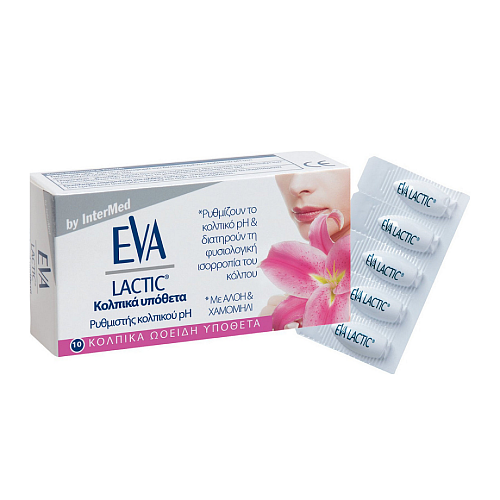 InterMed Eva Intima Lactic Ovule Κολπικά Υπόθετα με Αντιμικροβιακή Δράση με Χαμομήλι & Αλόη