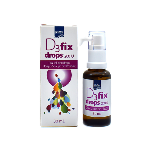 InterMed D3 Fix Drops Βιταμίνη για Ενίσχυση του Ανοσοποιητικού & την Υγεία των Οστών 200iu 30ml