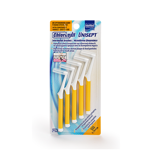 Chlorhexil Μεσοδόντια Βουρτσάκια με Λαβή 0.7mm Κίτρινα 5τμχ