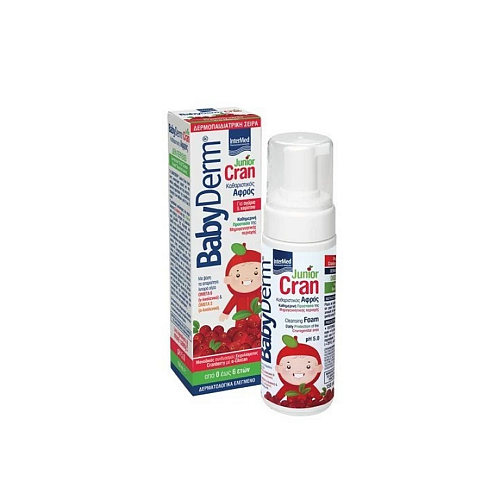 InterMed Βιολογικό Παιδικό Αφρόλουτρο Babyderm Junior Cran Cleansing Foam με Κράνμπερι για την Ευαίσθητη Περιοχή σε Μορφή Αφρού 150ml