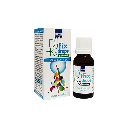 InterMed D3 + K2 Fix Drops In Olive Oil Βιταμίνη για Ενίσχυση του Ανοσοποιητικού & την Υγεία των Οστών 12ml