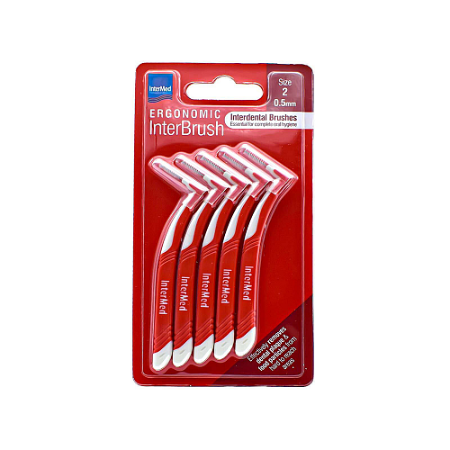 InterMed Ergonomic InterBrush Μεσοδόντια Βουρτσάκια με Λαβή 0.5mm Κόκκινα 4τμχ