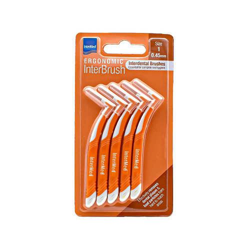 InterMed Ergonomic InterBrush Μεσοδόντια Βουρτσάκια με Λαβή 0.45mm Πορτοκαλί 4τμχ