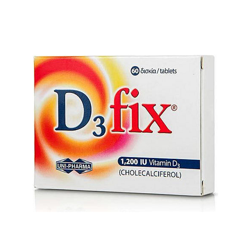 UNI-PHARMA D3 Fix Βιταμίνη για Ενίσχυση του Ανοσοποιητικού & την Υγεία των Οστών 1200iu 60 ταμπλέτες
