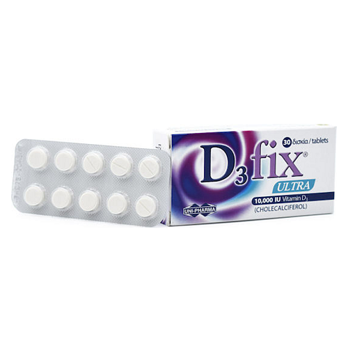 UNI-PHARMA D3 Fix Ultra Βιταμίνη για Ενίσχυση του Ανοσοποιητικού & την Υγεία των Οστών 10000iu 30 κάψουλες
