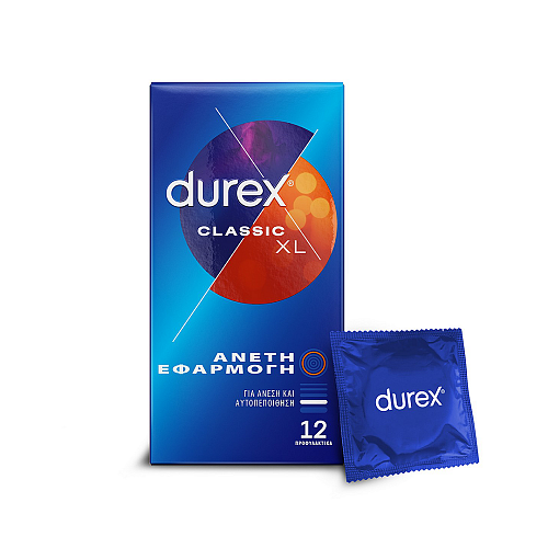 Durex Προφυλακτικά Classic Άνετη εφαρμογή XL, 12τμχ.