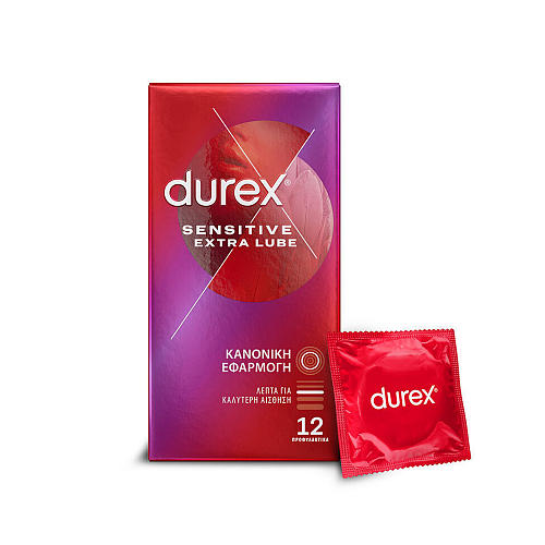Durex Προφυλακτικά Sensitive Extra Lube Λεπτά 12τμχ