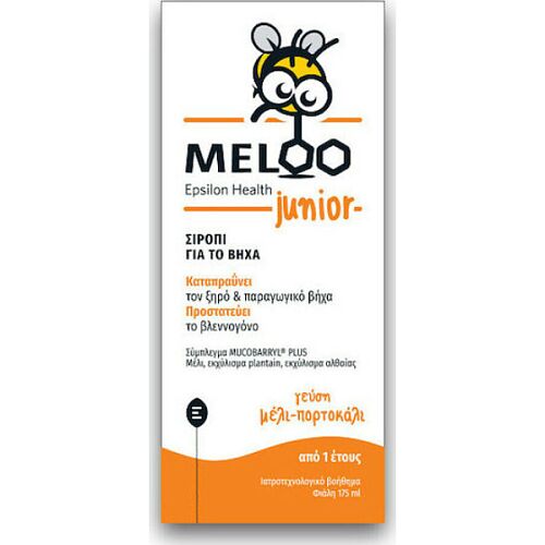Epsilon Health Meloo Junior Μέλι Πορτοκάλι Σιρόπι για Παιδιά & Ενήλικες για Ξηρό και Παραγωγικό Βήχα Μέλι & Πορτοκάλι 175ml