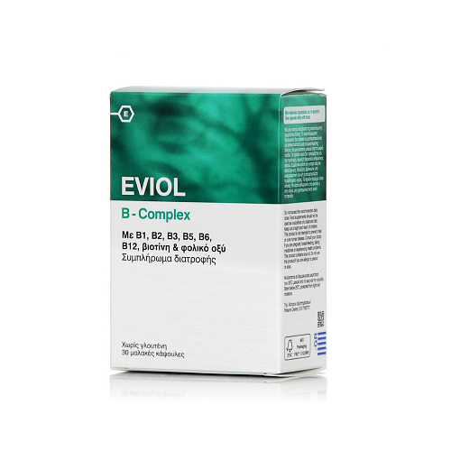 Eviol B-Complex Βιταμίνη για Ενέργεια, Ενίσχυση του Ανοσοποιητικού & το Νευρικό Σύστημα 30 μαλακές κάψουλες