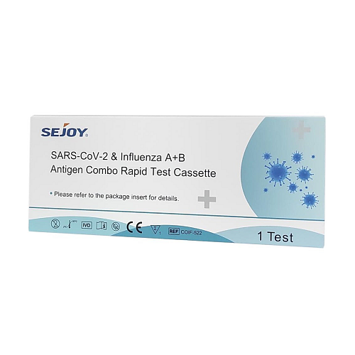 Sejoy SARS-CoV-2 & Influenza A+B Antigen Combo Rapid Test Cassette Διαγνωστικό Τεστ Ταχείας Ανίχνευσης Αντιγόνων Covid-19 & Γρίπης 1τμχ