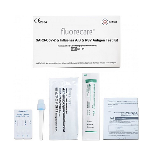 Microprofit Biotech Fluorecare SARS-COV-2 & Influenza A/B & RSV Antigen Combo Αυτοδιαγνωστικό Τεστ Ταχείας Ανίχνευσης Αντιγόνων Covid-19, Γρίπης & RSV με Ρινικό Δείγμα 1τμχ