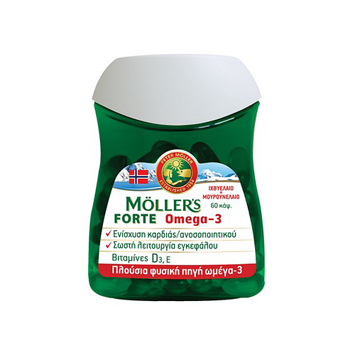 Moller's Forte Omega-3 Μουρουνέλαιο και Ιχθυέλαιο Κατάλληλο για Παιδιά 60 κάψουλες