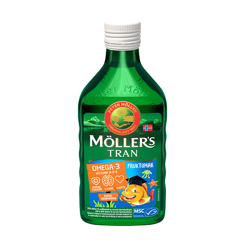 Moller's Cod Liver Oil Μουρουνέλαιο και Ιχθυέλαιο Κατάλληλο για Παιδιά 1200mg 250ml Tutti Frutti