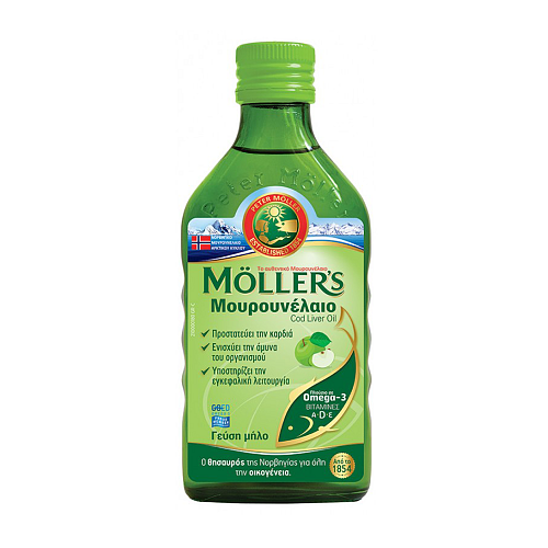 Moller's Μουρουνέλαιο Apple Παραδοσιακό Μουρουνέλαιο σε Υγρή Μορφή με Γεύση Μήλο, 250ml