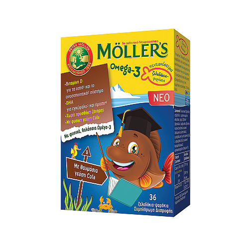 Moller's Omega-3 Ιχθυέλαιο Κατάλληλο για Παιδιά 36 ζελεδάκια Cola