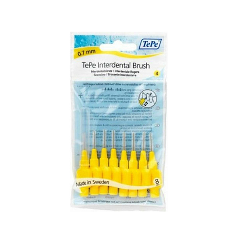 TePe Original Μεσοδόντια Βουρτσάκια 0.7mm Κίτρινα 8τμχ