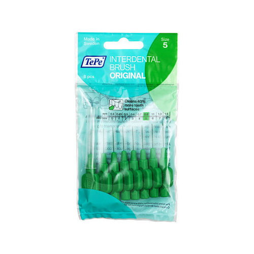 TePe Original Μεσοδόντια Βουρτσάκια 0.8mm Πράσινα 8τμχ