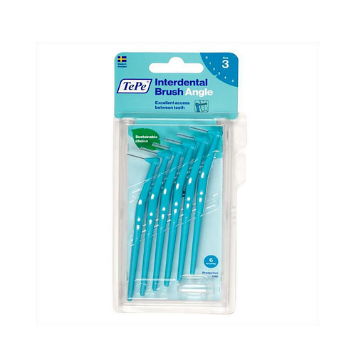 TePe Angle Μεσοδόντια Βουρτσάκια με Λαβή 0.6mm Μπλε 6τμχ
