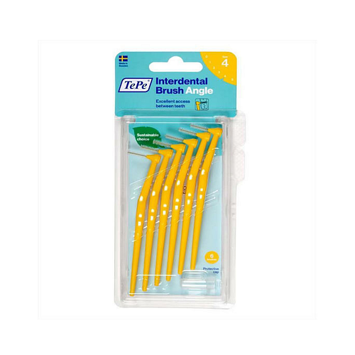TePe Angle Μεσοδόντια Βουρτσάκια με Λαβή 0.7mm Κίτρινα 6τμχ