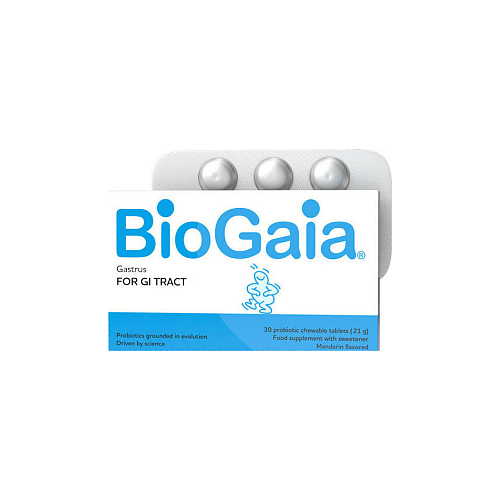 BioGaia Gastrus Συμπλήρωμα με Προβιοτικά 30 μασώμενες ταμπλέτες Μανταρίνι Μέντα