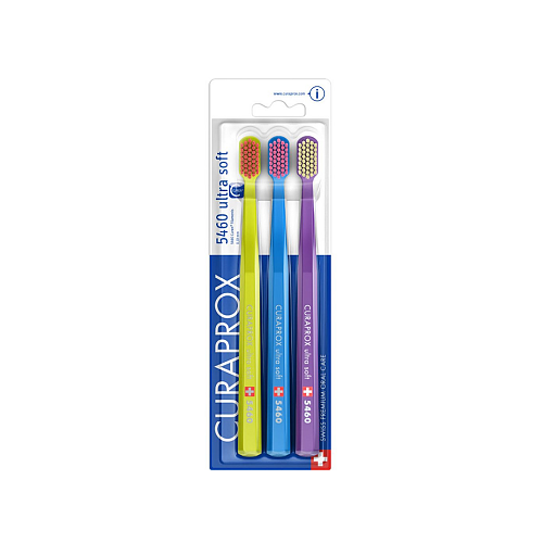Curaprox Promo 5460 Ultra Soft Toothbrush Λαχανί - Γαλάζιο - Μωβ 3 Τεμάχια