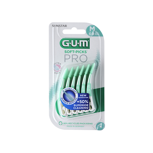GUM Soft Picks Pro Μεσοδόντιες Οδοντογλυφίδες Medium Πράσινες 30τμχ