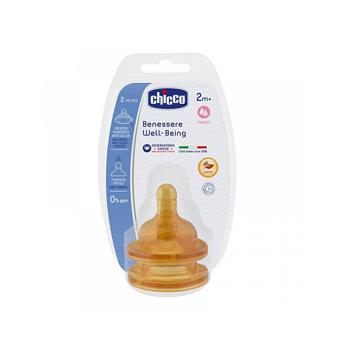 Chicco Physiological Θηλές από Καουτσούκ Μέτριας Ροής για 2+ μηνών 2τμχ
