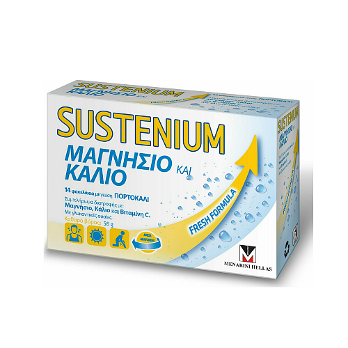 Menarini Sustenium Μαγνήσιο & Κάλιο 14φακελάκια με Βιταμίνη C 14 φακελίσκοι Πορτοκάλι