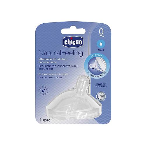 Chicco Natural Feeling Θηλή από Σιλικόνη Αργής Ροής για 0+ μηνών