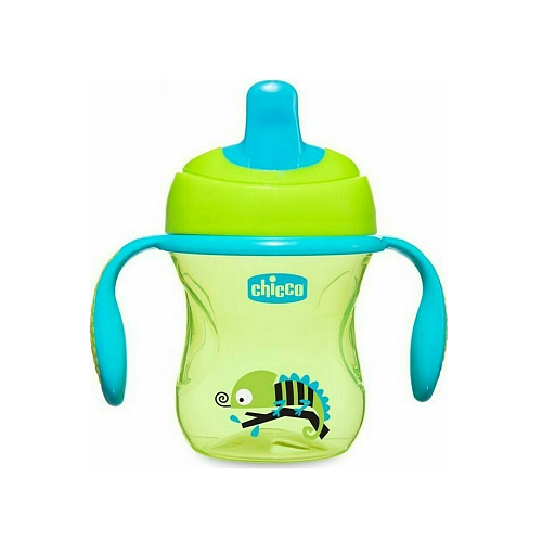 Chicco Training Cup Εκπαιδευτικό Μπιμπερό Πλαστικό με Λαβές Πράσινο/Γαλάζιο 6m+ 200ml