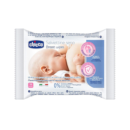 Chicco Natural Feeling Μαντηλάκια Καθαρισμού Στήθους χωρίς Άρωμα, Οινόπνευμα & Parabens 16τμχ