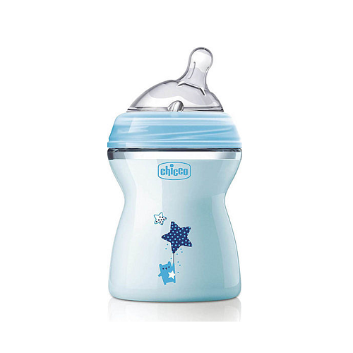 Chicco Πλαστικό Μπιμπερό Natural Feeling Κατά των Κολικών με Θηλή Σιλικόνης 250ml για 2+ μηνών Ciel Star