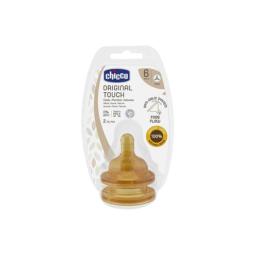 Chicco Original Touch Θηλές από Καουτσούκ Ροής Φαγητού για 6+ μηνών 2τμχ