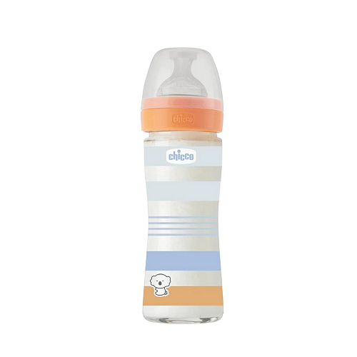 Chicco Γυάλινο Μπιμπερό Perfect Κατά των Κολικών με Θηλή Σιλικόνης για 0+ μηνών Πορτοκαλί 150ml
