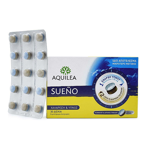 Aquilea Sueno Συμπλήρωμα Διατροφής για Καλύτερο Ύπνο, 30 Δισκία Διπλής Στιβάδας