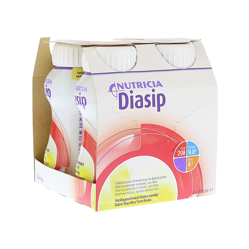 Nutricia Diasip Ειδικό Συμπλήρωμα Διατροφής 4 x 200ml Βανίλια