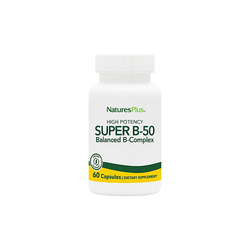 Nature's Plus Super B-50 Βιταμίνη για Ενέργεια, Ενίσχυση του Ανοσοποιητικού & το Νευρικό Σύστημα 50mg 60 φυτικές κάψουλες